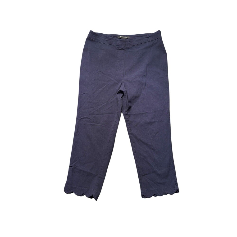 Zac & Rachel Womens 10 Cropped Pants Blue Pull On Scallop Hem Stretch EUC